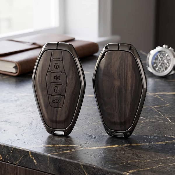 Jetour X70 Elite Series Metallic Key Case in Black - Zinc Alloy Cover for Car Key Protection