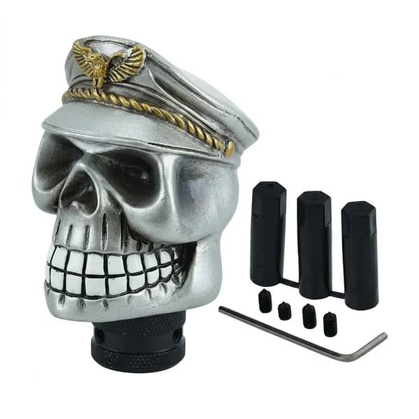 1 Pc Universal Car Gear Knob – Captain Skull Gear Shift Knob, Silver, for Manual Transmission