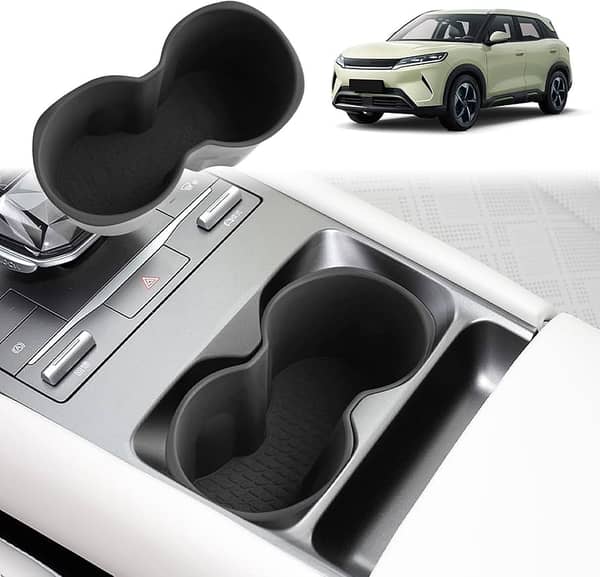 BYD Atto 2 Console Cup Holder Silicone Mat ST-39 – Black Non-Slip Center Console Liner