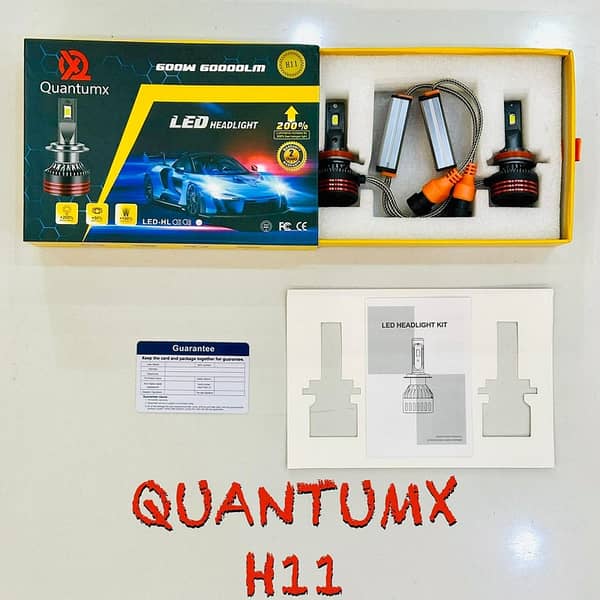 2 Pcs QuantumX H11 LED Headlight Bulbs – 6000K, 600W, 60,000LM, White Night Driving Kit