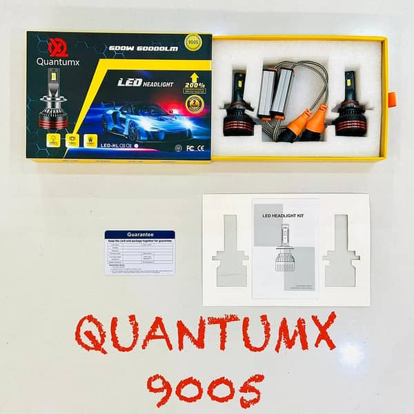 2 Pcs QuantumX 9005 LED Headlight Bulbs – 600W, 60,000 LM, 6000K White Light, Headlamp Conversion Kit