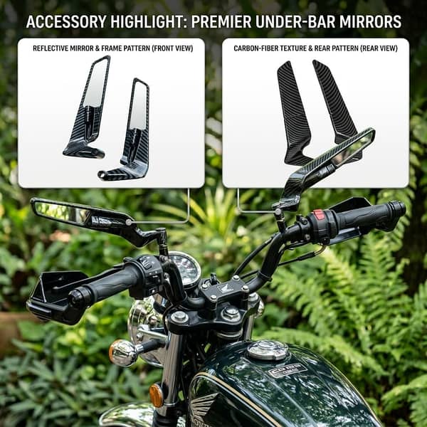 2 Pcs Universal Bike Side Mirrors with Carbon Finish for Naked Bikes – Aerodynamic Rear View Mirrors Set