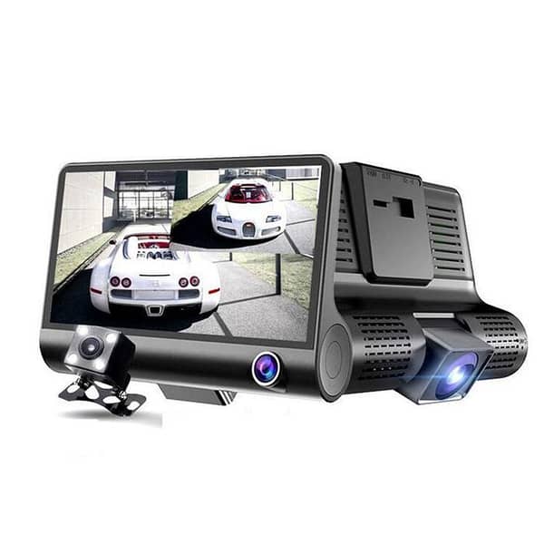 1 Pc WDR 3 Camera Lens Dash Cam – Full HD 1080P Car DVR with 3-Lens Setup (Front, Rear, Interior)