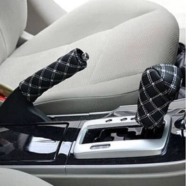 Universal Faux Leather Handbrake and Shift Knob Cover Set (PU Leather) for Car Interior Protection