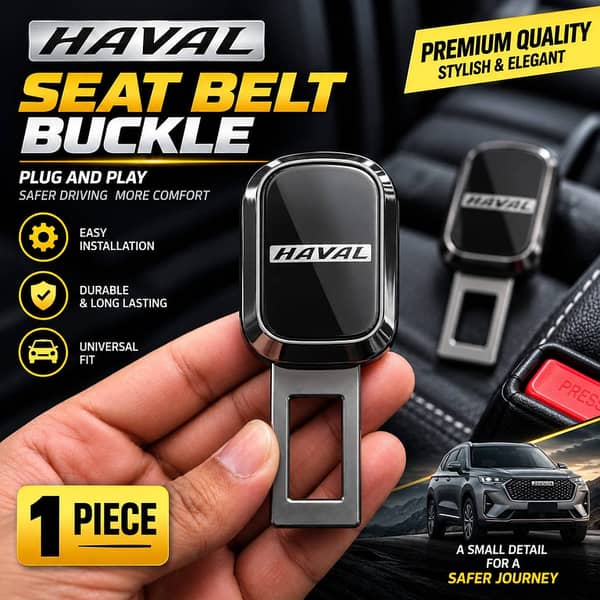 1 Pc Haval Seat Belt Clip – Metal Double Buckle Seat Belt Stopper, Grey