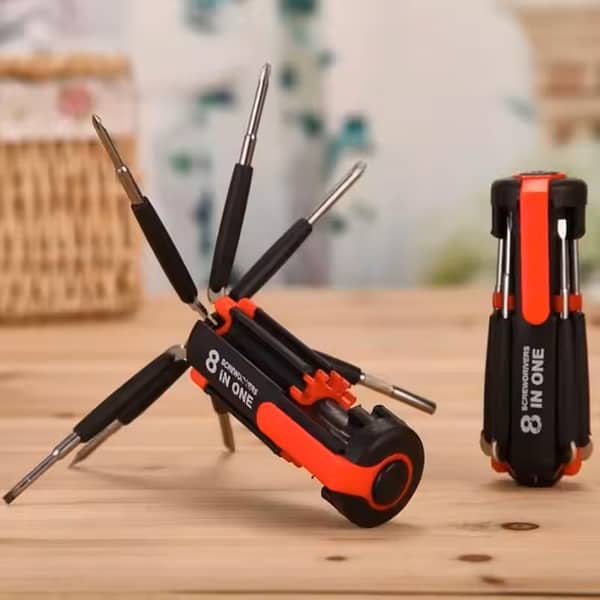 1 Pc 8-in-1 Car Screwdriver Set with LED Flashlight – Multifunctional Universal Hand Tool for Car, Home, DIY & Outdoor Use