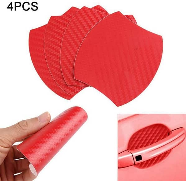4Pcs Carbon Fiber Car Door Handle Sticker Set – Scratch Protection for All Vehicles