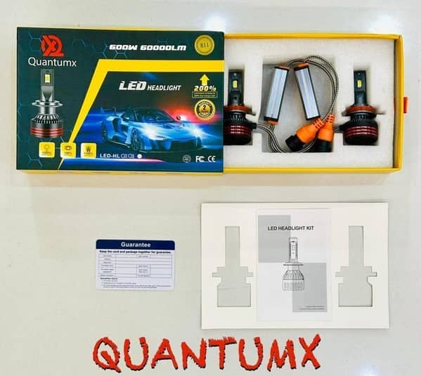 2 Pcs QuantumX H7 LED Headlight Bulbs – 600W, 60,000 LM, 6000K Cool White H7 Headlamp Conversion Kit