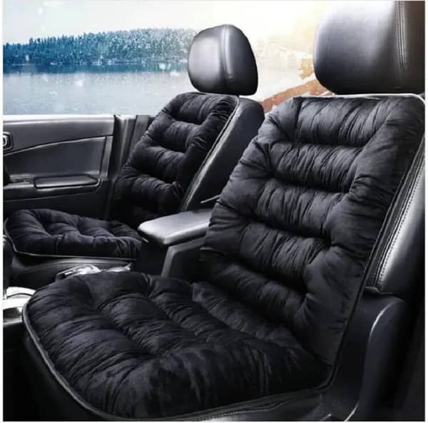 1 Pc Universal Front Car Seat Cushion in Black Velvet Fabric – Breathable, Anti-Slip