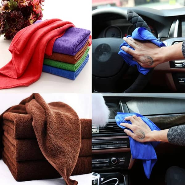 5 Pcs Premium Thick Microfiber Car Cleaning Towels 30×60cm – Super Absorbent Drying Cloth Set