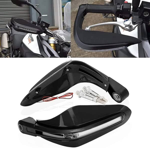 Universal Motorcycle Hand Guard with LED Turn Signals and Wind Deflector