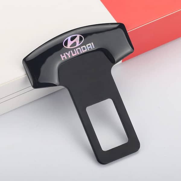 Pack of 2 Hyundai Logo Seat Belt Buckle Clip – Universal Car Seat Belt Alarm Stopper & Silencer
