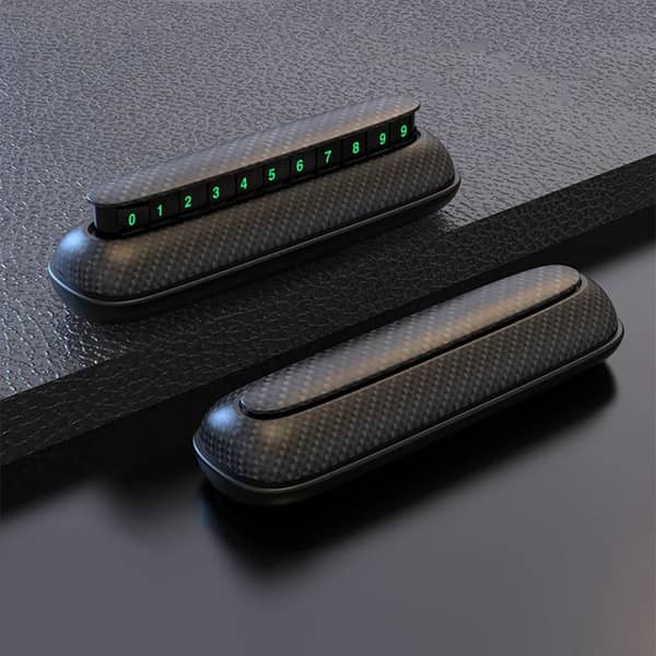 Universal Car Luminous Temporary Parking Number Card – Glow-in-the-Dark Dashboard Contact Plate with Privacy Switch