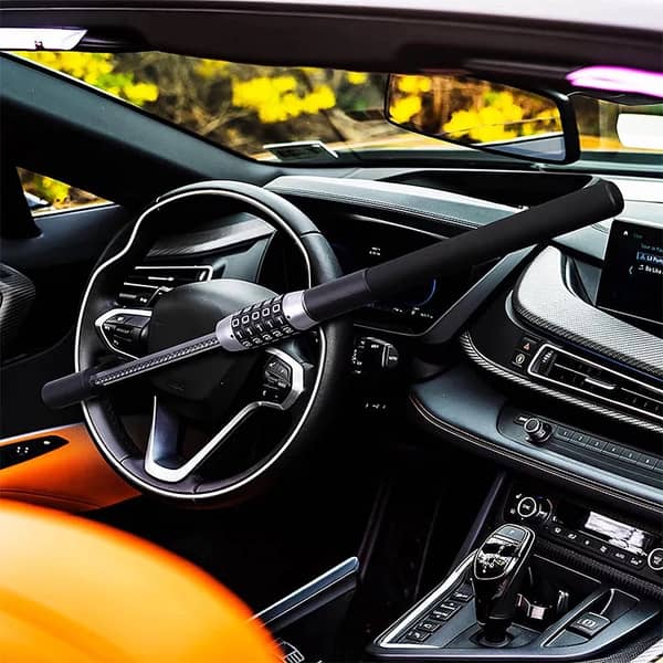 1 Pc Car Steering Wheel Lock with 5-Digit Password, Extendable and Retractable Security Lock