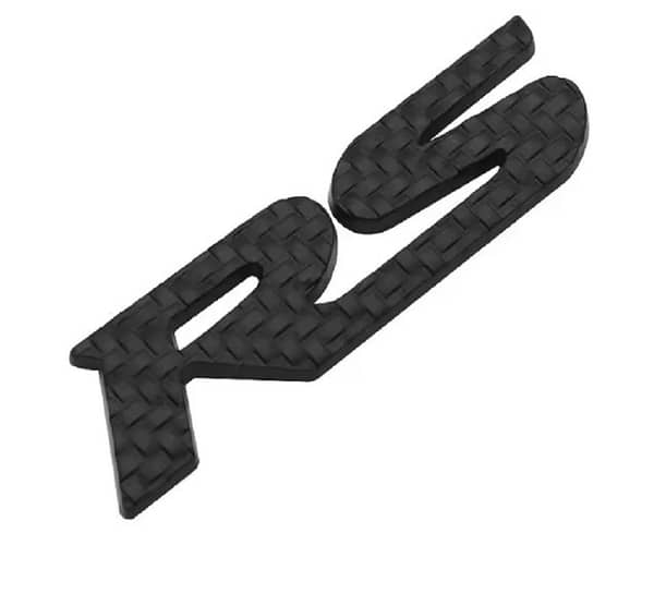 Metal RS Car Logo Emblem – Black Carbon Badge for Exterior Styling