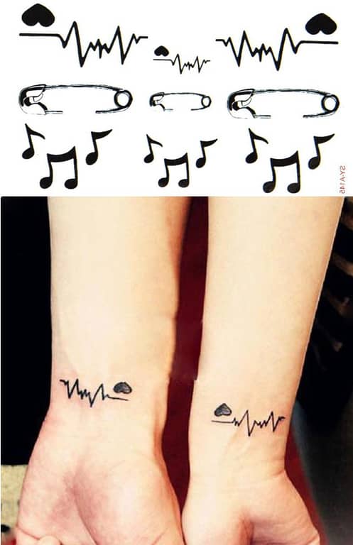 Premium Heartbeat Music Temporary Tattoo Sticker