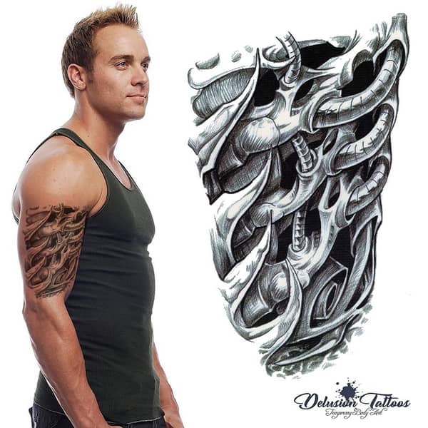 Punk Robot Machine Arm Temporary Tattoo – 3D Mechanical Body Art Sticker