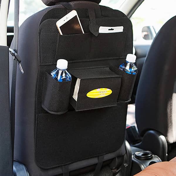 Car Seat Back Organizer with Pockets, Kick Mat and Seat Protector — Universal Interior Accessory