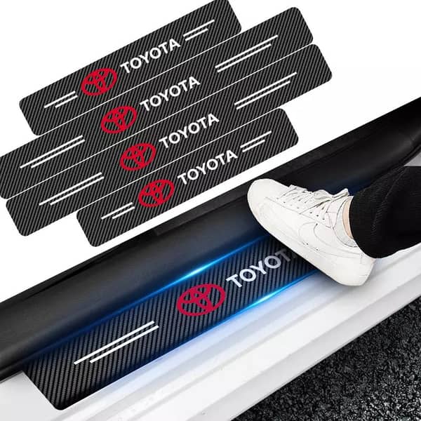 Toyota Car Door Sill Protector 4-Piece Set: Carbon Fiber Anti-Scratch Entry Guards