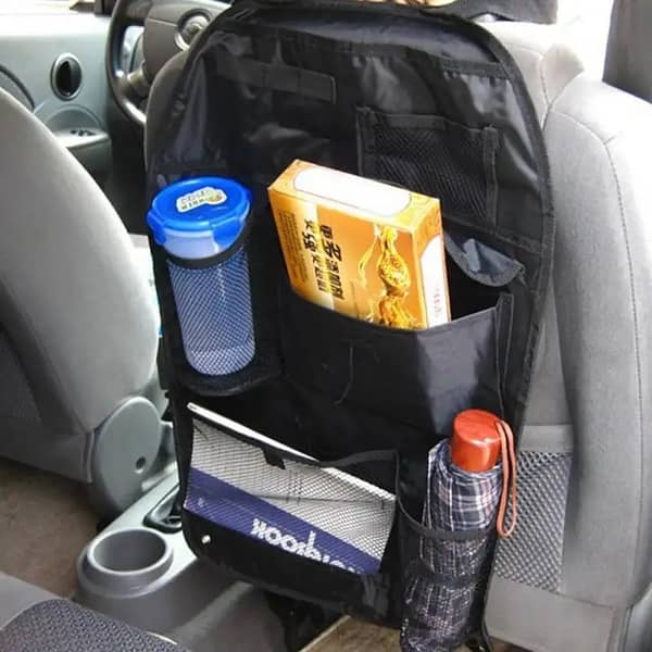 Universal Car Back Seat Organizer with Trash Bin and Multiple Pockets