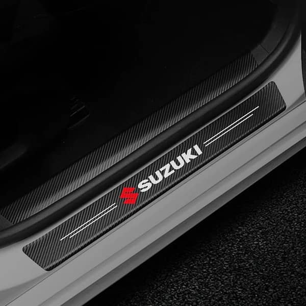 Suzuki Car Door Sill Protectors 4-Pack: Carbon Fiber Anti-Scratch Entry Guards