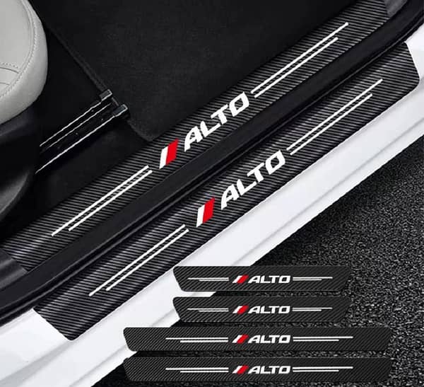 Suzuki Alto Carbon Fiber Door Sill Protectors – 4Pcs Self-Adhesive Guard Shields