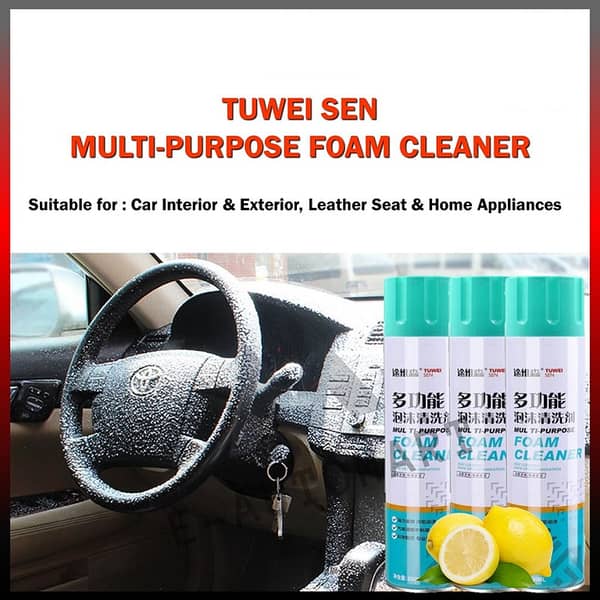 1 Pc Tuwei Sen Multi Purpose Foam Cleaner – Car Interior Cleaner Spray, Dashboard, Seat, Leather, Fabric, Plastic & Household Cleaning Foam