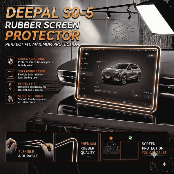 1 Pc Deepal S05 Display Screen Protector - Silicone Rubber LCD Edge Guard, Black Interior Auto Trims