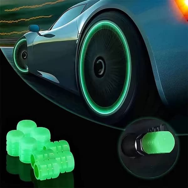 4 Pcs Car Luminous Tire Valve Caps LED Night Glowing Tyre Valve Stem Caps Universal Auto Accessory