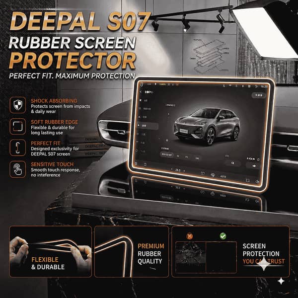 1 Pc Deepal S07 Display Screen Protector Silicone Rubber LCD Edge Guard Black Car Interior Trims