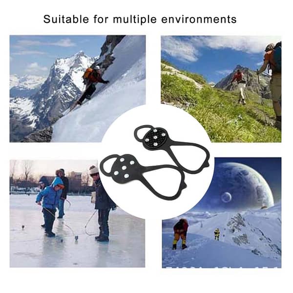 Unisex 5 Teeth Ice Gripper for Shoes – Anti-Slip Crampons Traction Cleats for Snow & Ice