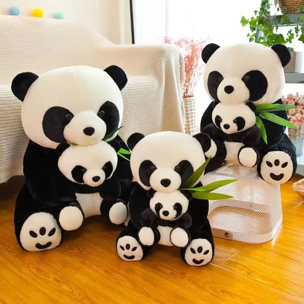 Cute Panda with Baby Plush Toy – Soft Stuffed Animal Doll for Kids Gift