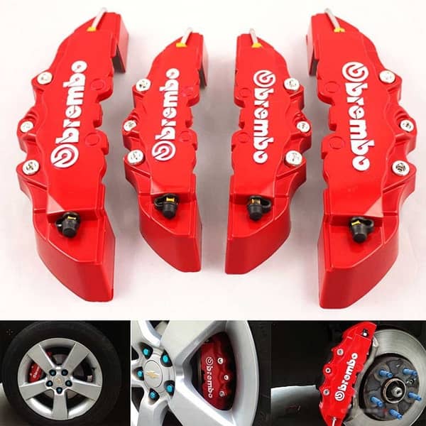 2PCS Universal Red Brake Caliper Covers – Heat Resistant Disc Brake Covers for Cars, Sport Style Protection and Protects from Dust & Rust