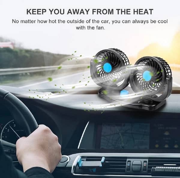 1 Pc 12V 360° Adjustable Dual-Head Car Air Fan for Auto Cooling and Ventilation