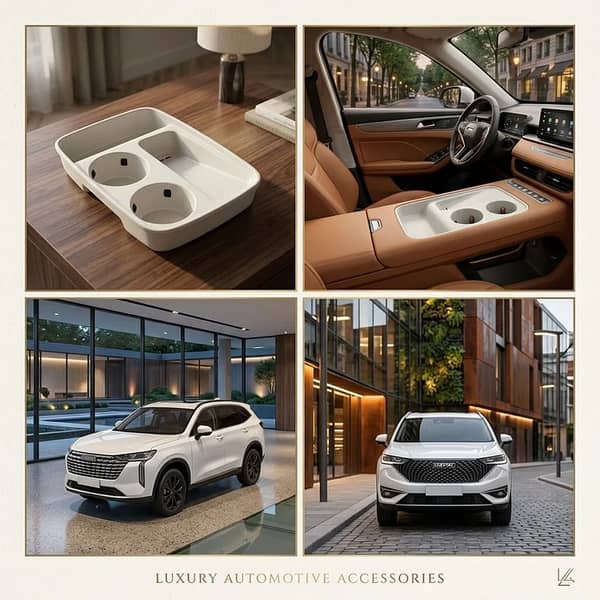 Haval H6 Console Wireless Charging & Cup Holder Silicone Mat – White Anti-Slip Center Console Pad ST-39