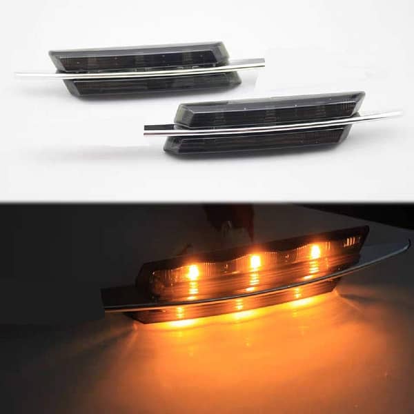2-Piece Universal BMW-Style LED Fender Side Marker Lights with Turn Signal