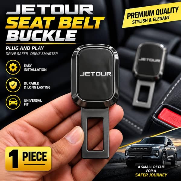 Jetour Seat Belt Clip – Metal Double Buckle Stopper, Grey