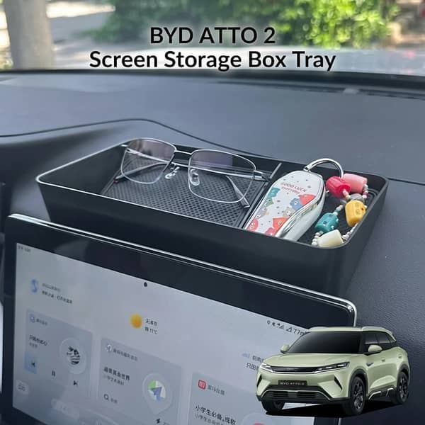 BYD Atto 2 Screen Storage Box Tray, Center Console Organizer with Non-Slip Mat (ST-39)