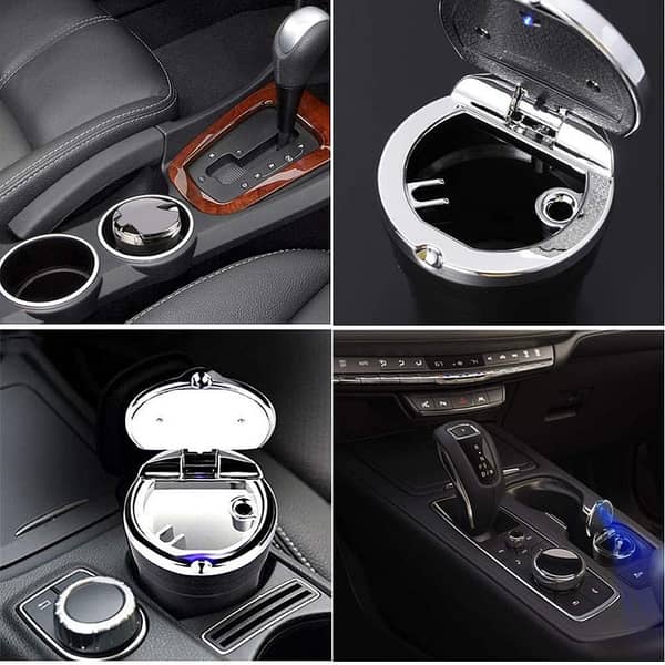 Universal Portable Car Ashtray with LED Light – Smokeless, Fire-Retardant Cigarette Holder for auto cup holder