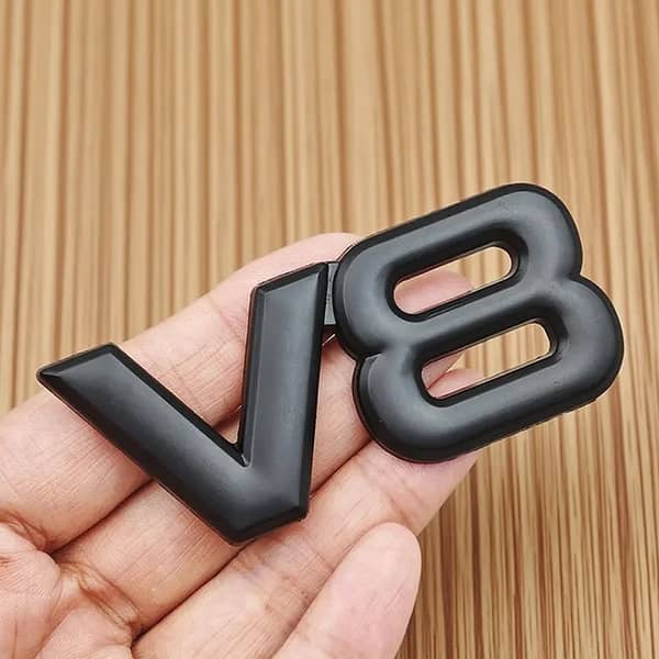 1PC Metal V8 Emblem Car Engine Logo Turbo Racing Badge for Exterior Styling
