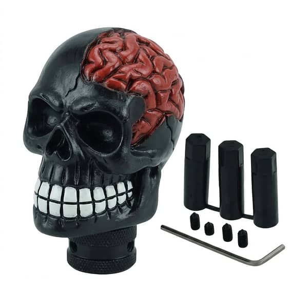 1 Pc Universal Car Gear Knob – Broken Head Skull Gear Shift Knob for Manual Transmission (Black)