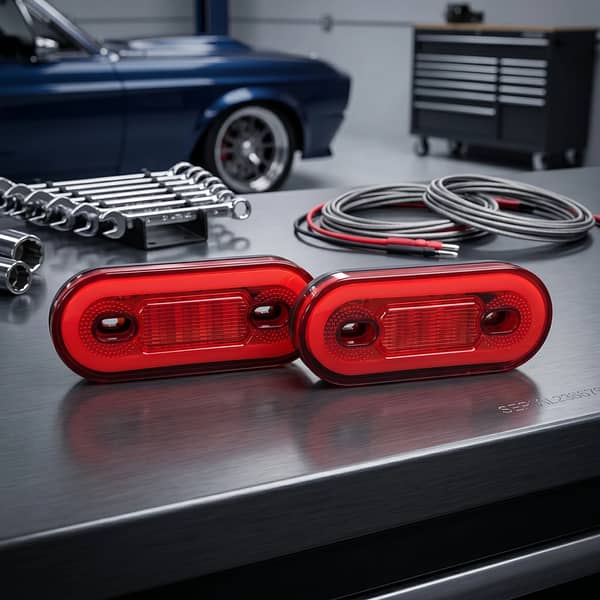 Premium Oval LED Rear Tail Lights Red Halo Glow Waterproof Vehicle Lighting Accessory