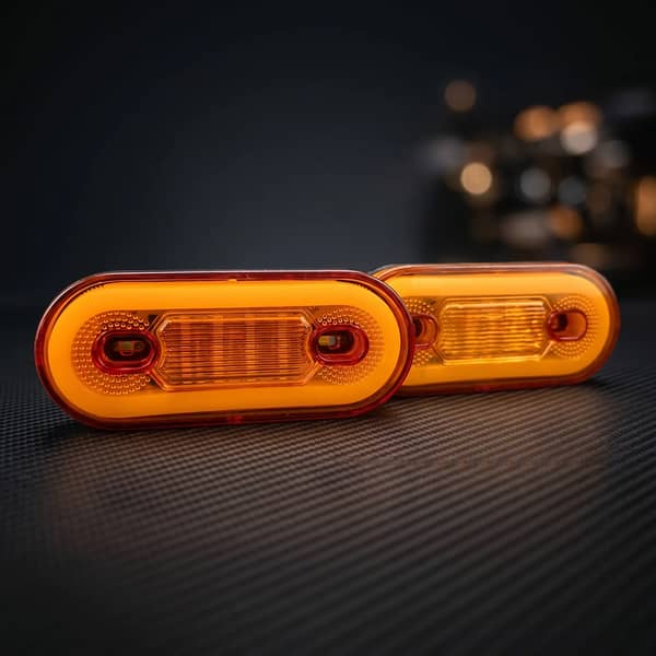 Oval Shape LED Tail Light with Yellow Halo Ring Waterproof Rear Signal Lamp for Vehicles
