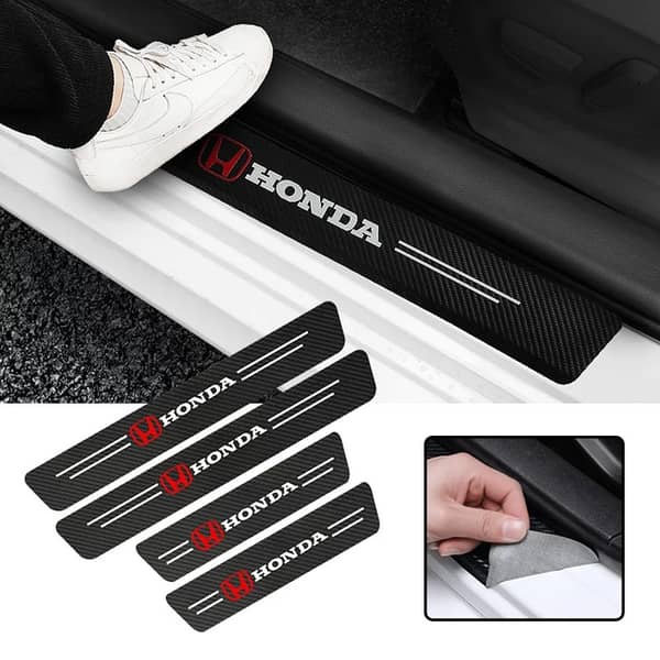4Pcs Carbon Fiber Door Sill Protector Stickers for Honda – Anti-Kick Anti-Scratch Guards