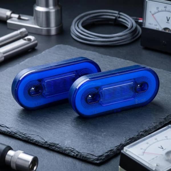 Oval Shape LED Tail Light with Blue Halo Ring Waterproof Rear Signal Lamp for Vehicles
