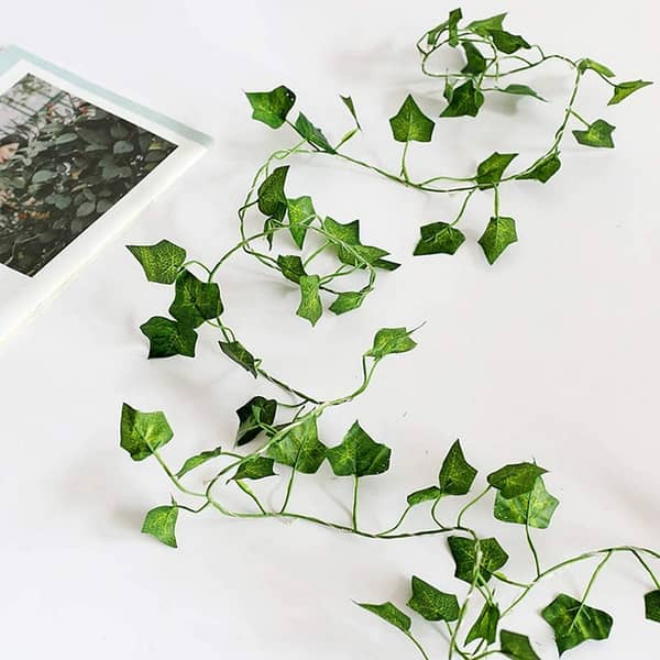 LED Fairy Lights with Artificial Green Leaves Vine 10ft Battery-Operated Hanging String Lights