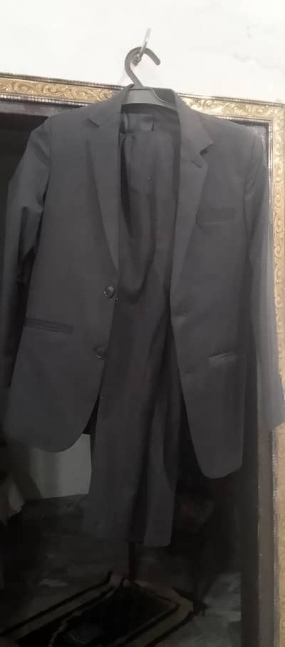 12 years old kids two piece pent coat black color.