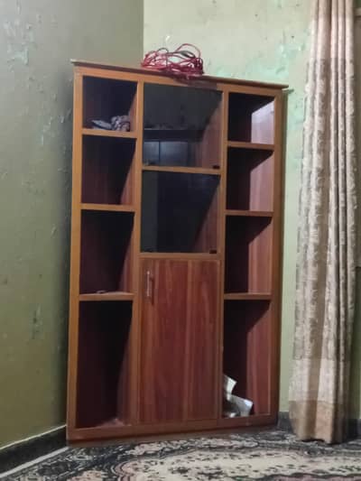 wooden wardrobr with shelves