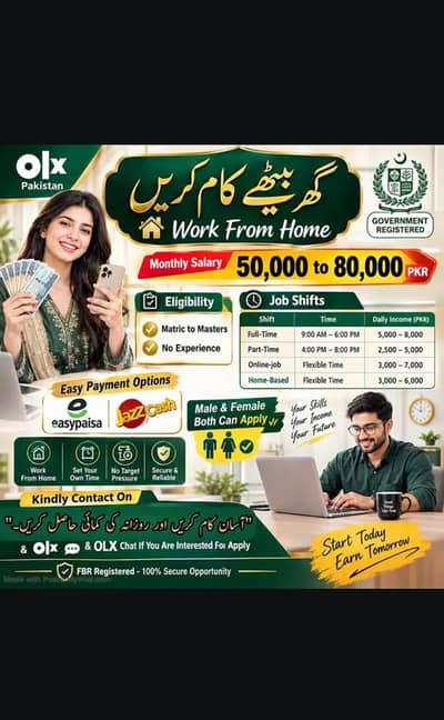 Online and office based work,Full time and part time jobs.