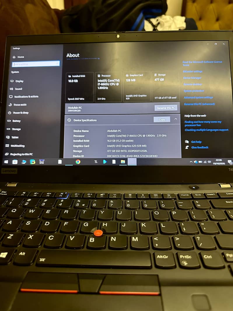 thinkpad core i7-8665U CPU 2